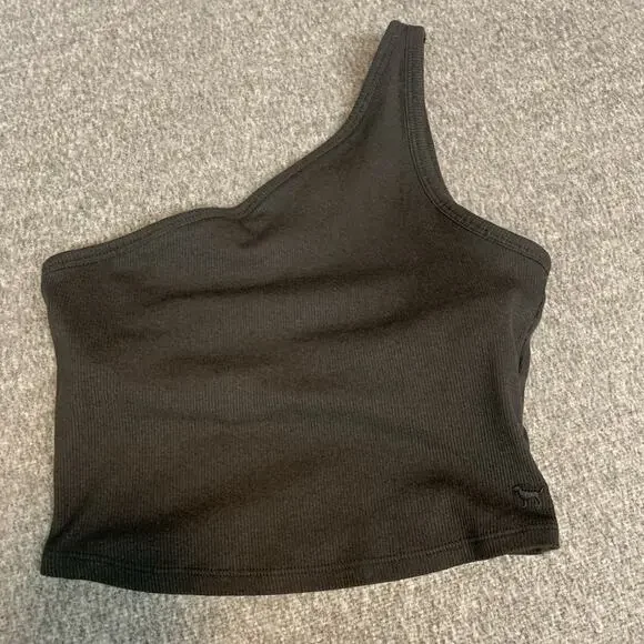 Pink Victoria's Secret Shirt Womens Small Tank Top One Shoulder Crop Shelf Bra S - Picture 3 of 9